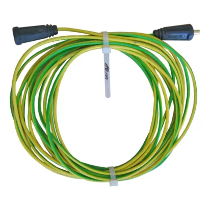 Erdungslitze, Kupfer, 6 mm², mit Systemsteckverbindern, eine Seite Kupplung, andere Seite Stecker