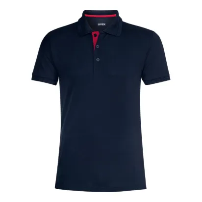 Herren Poloshirt, schwarzblau/rot