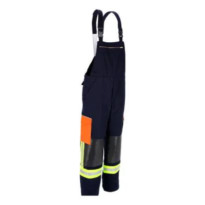 Latzhose THL, schwarzblau/orange