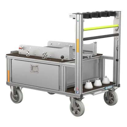 Rollcontainer Tragkraftspritze, Saugschläuche stehend