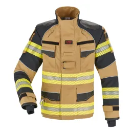 Einsatzjacke THL X-pro Solution, gold/dunkelblau, Rückenaufdruck FEUERWEHR leuchtgelb
