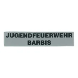 Klettschild, silber reflektierend, Text nach Angabe, 380x80 mm