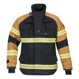 Einsatzjacke X-Pro Dynamic, schwarzblau/sand, Rückenschild FEUERWEHR leuchtgelb